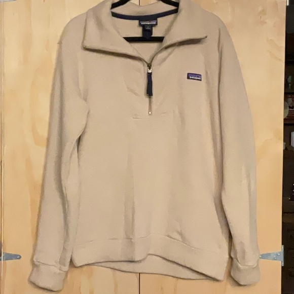 Patagonia worn wear woolie pullover jacket, size M color oatmeal blend